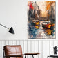 Abstrakt Boote in Stadt mit Skyline Wandbild Kunstwerk