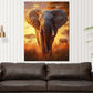 Abstrakt Elefant in der Savanne bei Sonnenuntergang Wandbild Kunstwerk