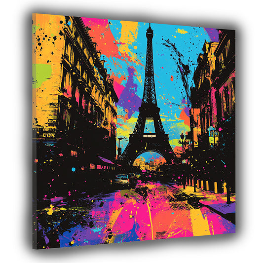 Wandbild abstrakt Paris Eiffelturm Pop Art Street Art bunt