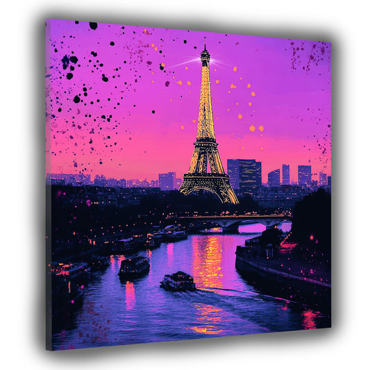 Wandbild abstrakt Paris Eiffelturm Seine Pop Art modern