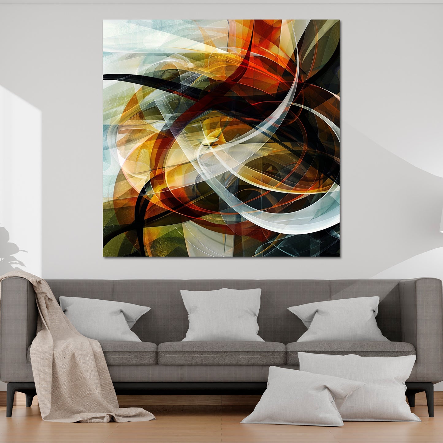 Abstrakt dynamische Linien in warmen Tönen Wandbild Kunstwerk