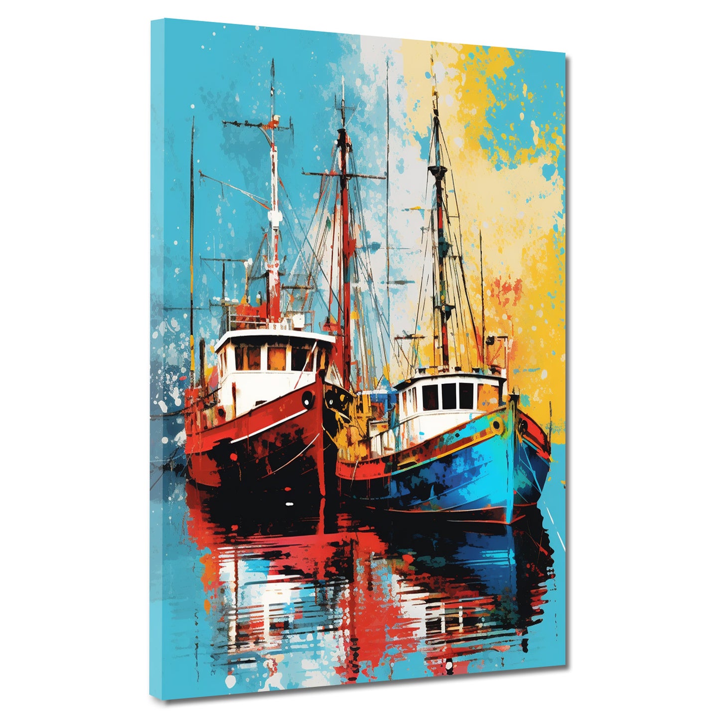 Abstrakt zwei Boote Painting Style Wandbild Kunstwerk