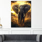 Wandbild majestätischer Elefant in goldenem Sonnenlicht der Savanne