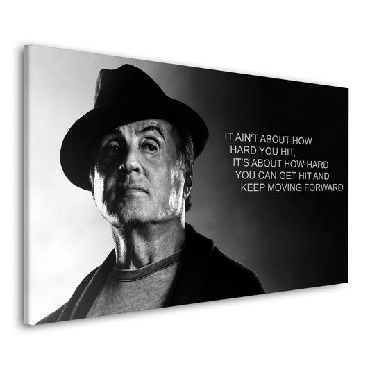 Zitat Boxer Motivation Wandbild Kunstwerk Rocky Style Hard Hit