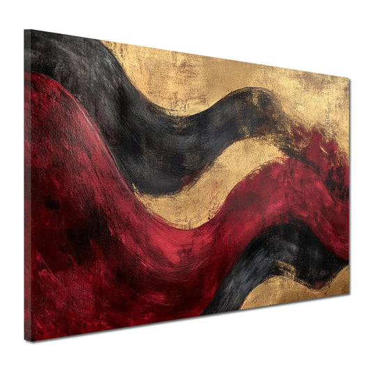Abstrakt Gold Rot Schwarz fließende Wellen Wandbild