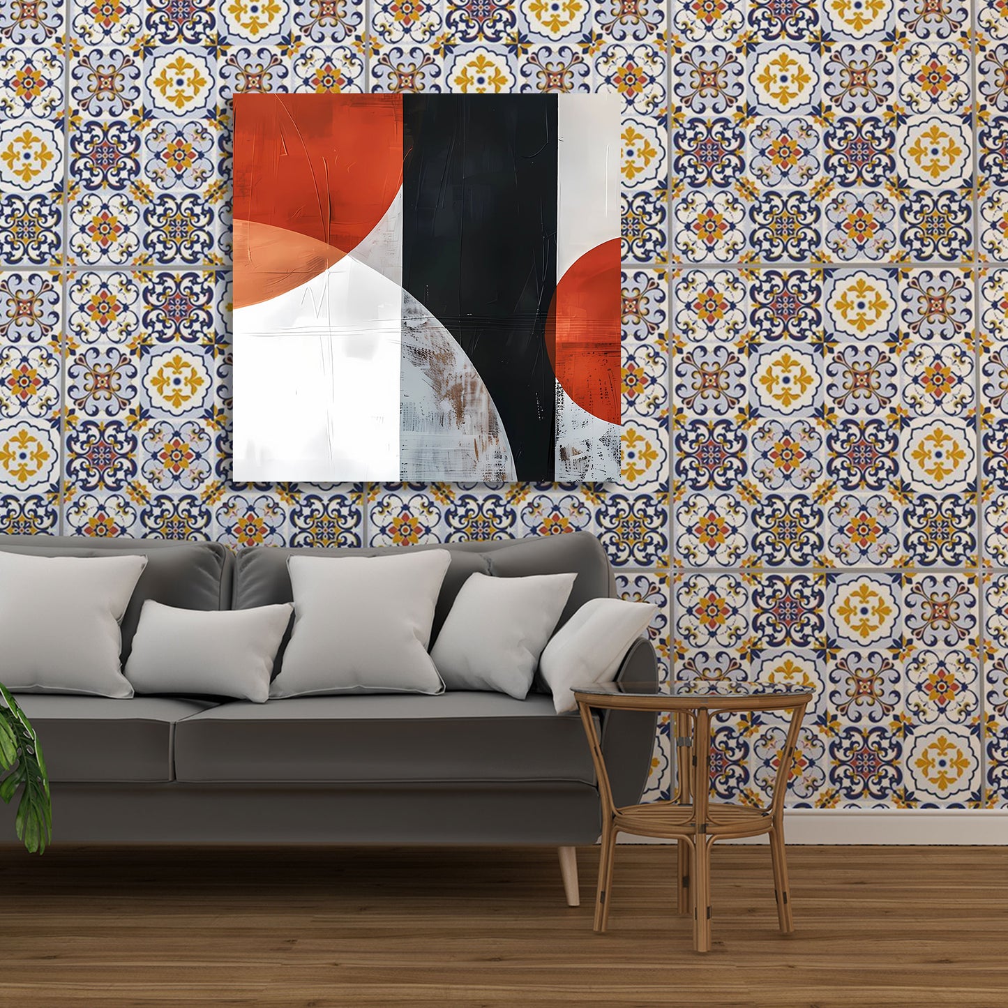 Abstrakt Kreiskomposition mit starken Kontrasten Wandbild