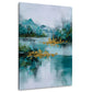 Abstrakt Natur Berglandschaft türkis blau mit Gold Wandbild