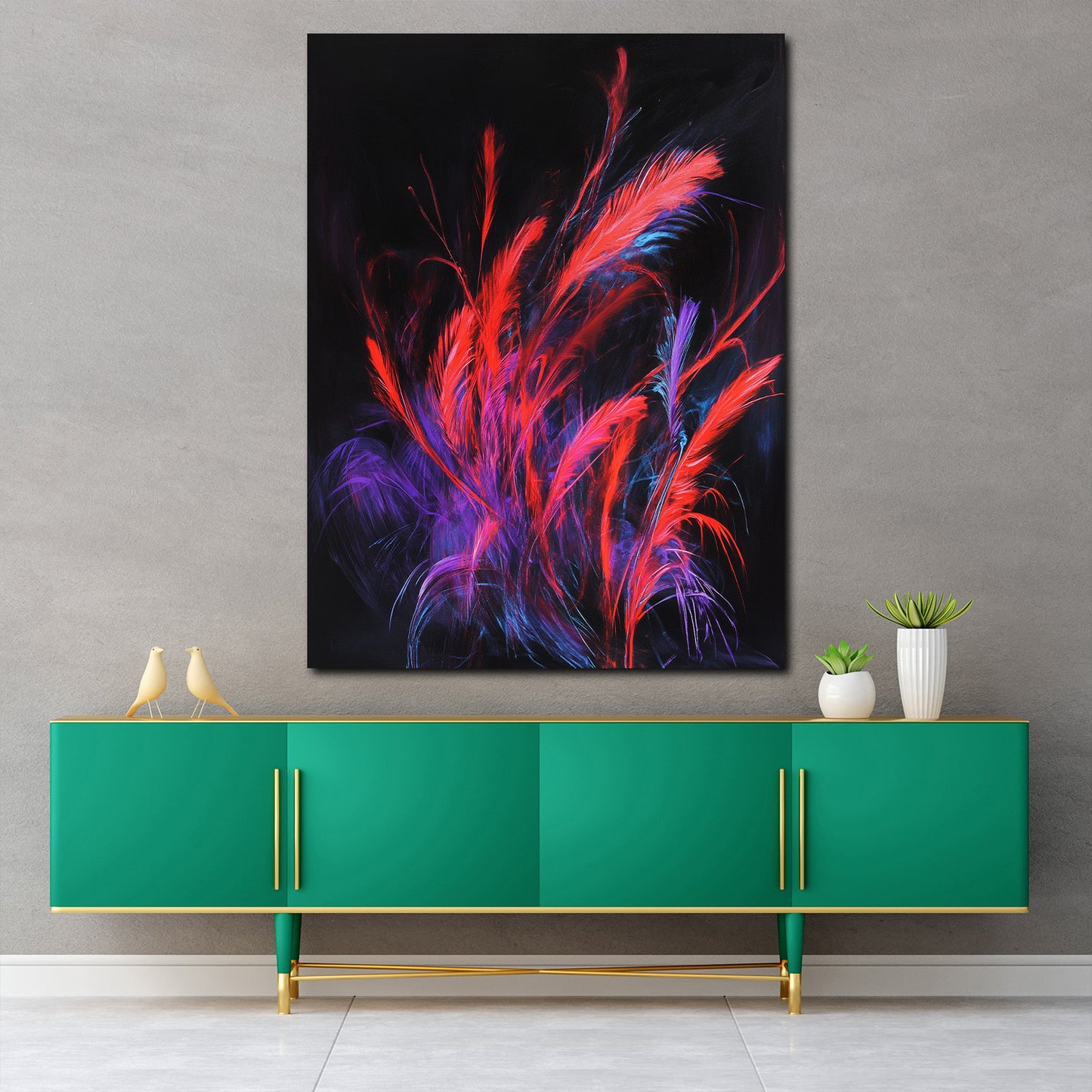 Abstrakt Neonfarben schwarzer Hintergrund Wandbild