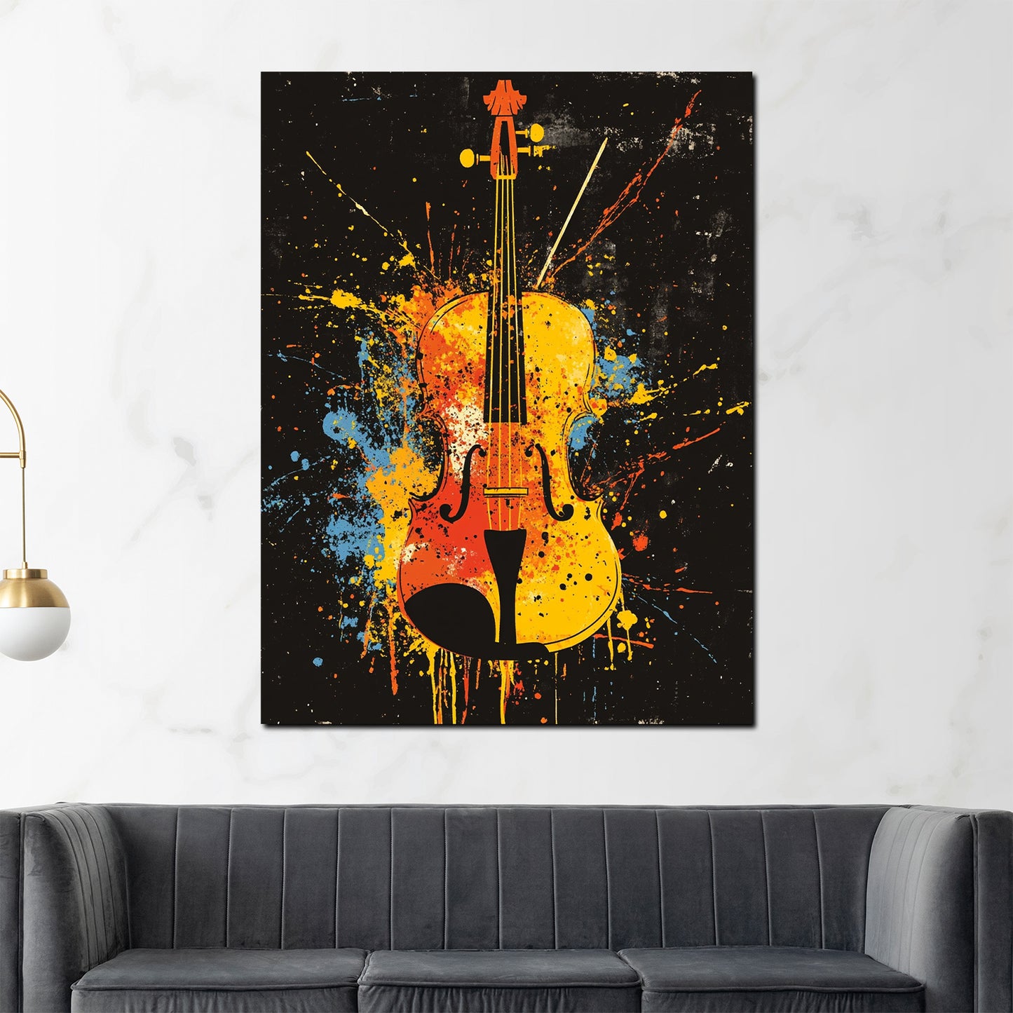 Abstrakte Violine Farbenexplosion Musik Wandbild