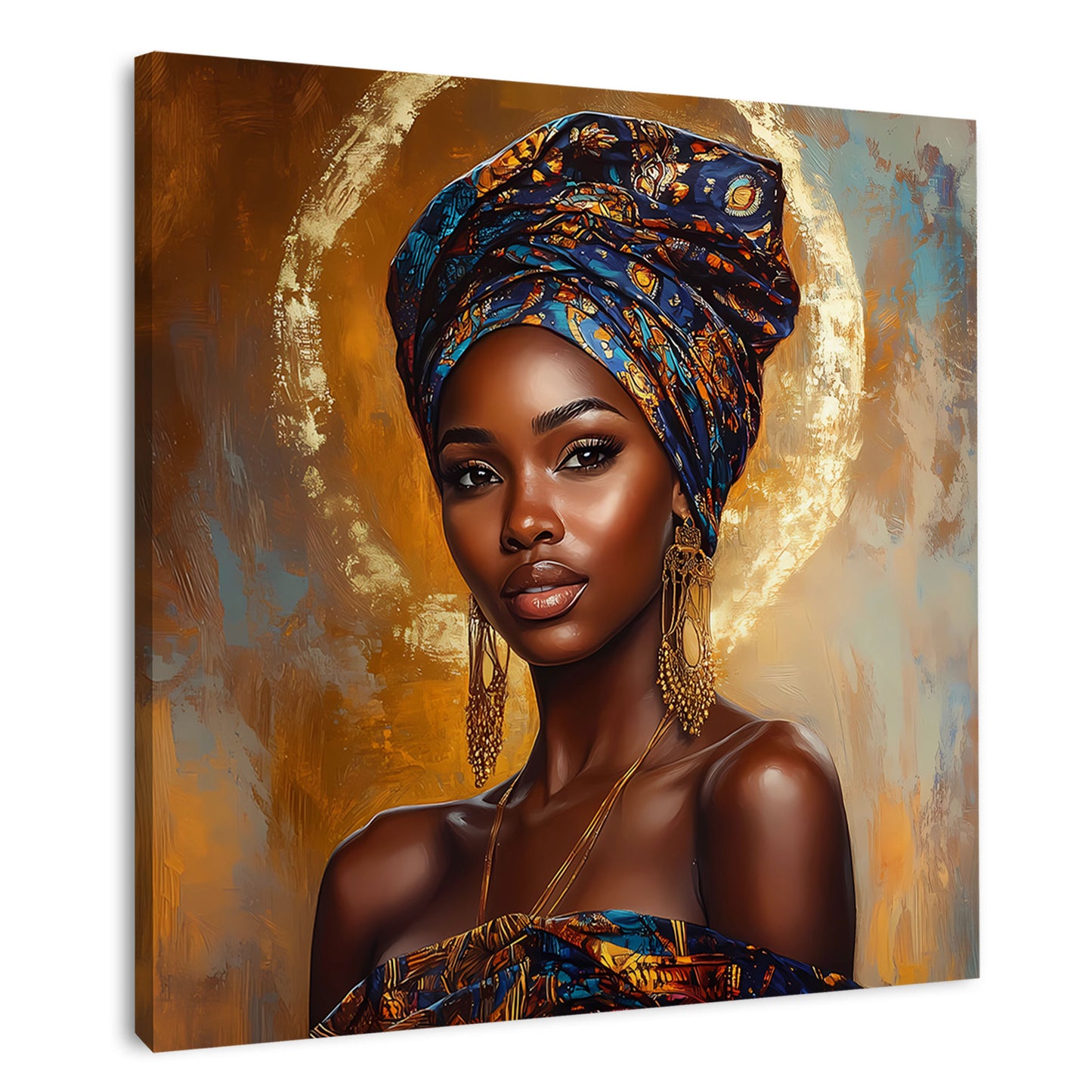 Afrikanische Frau Porträt goldene Eleganz Wandbild