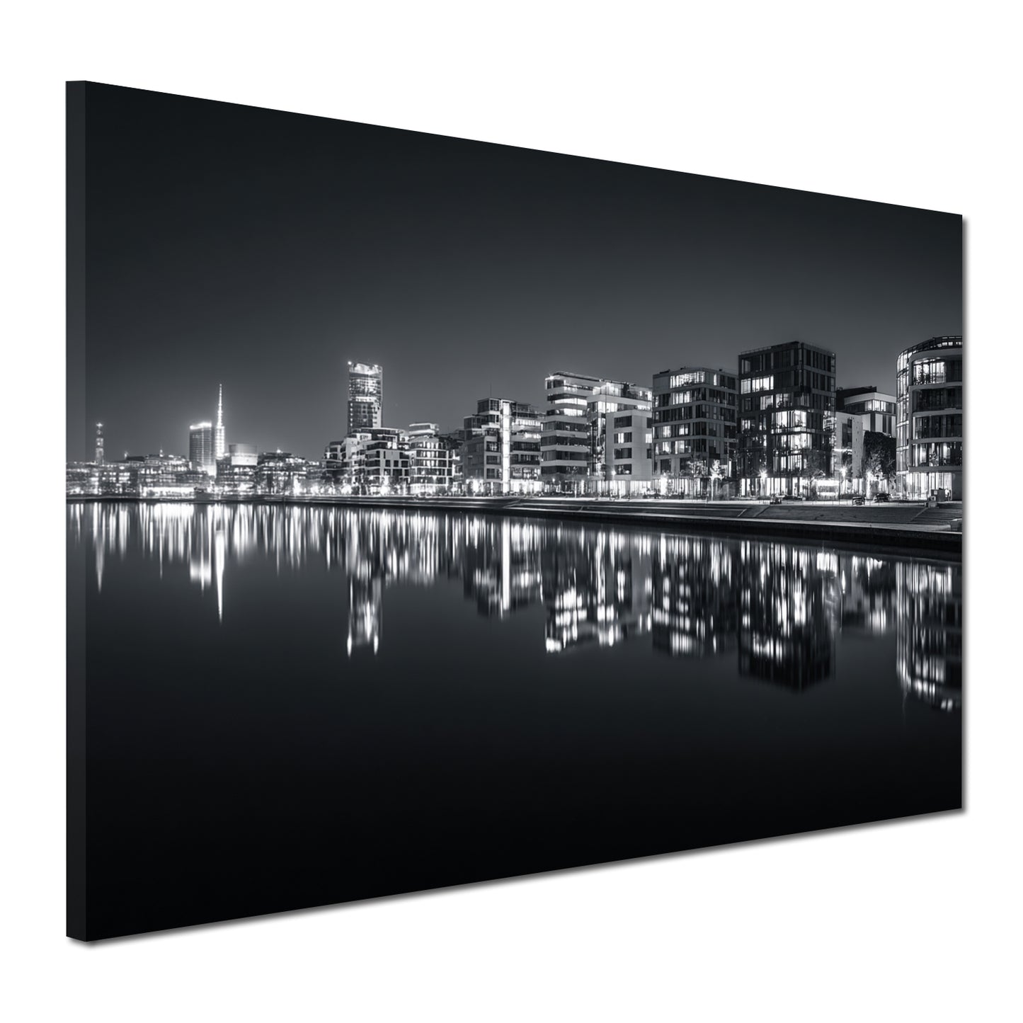 Architektur Bremen Wasserspiegelung schwarz weiß Wandbild