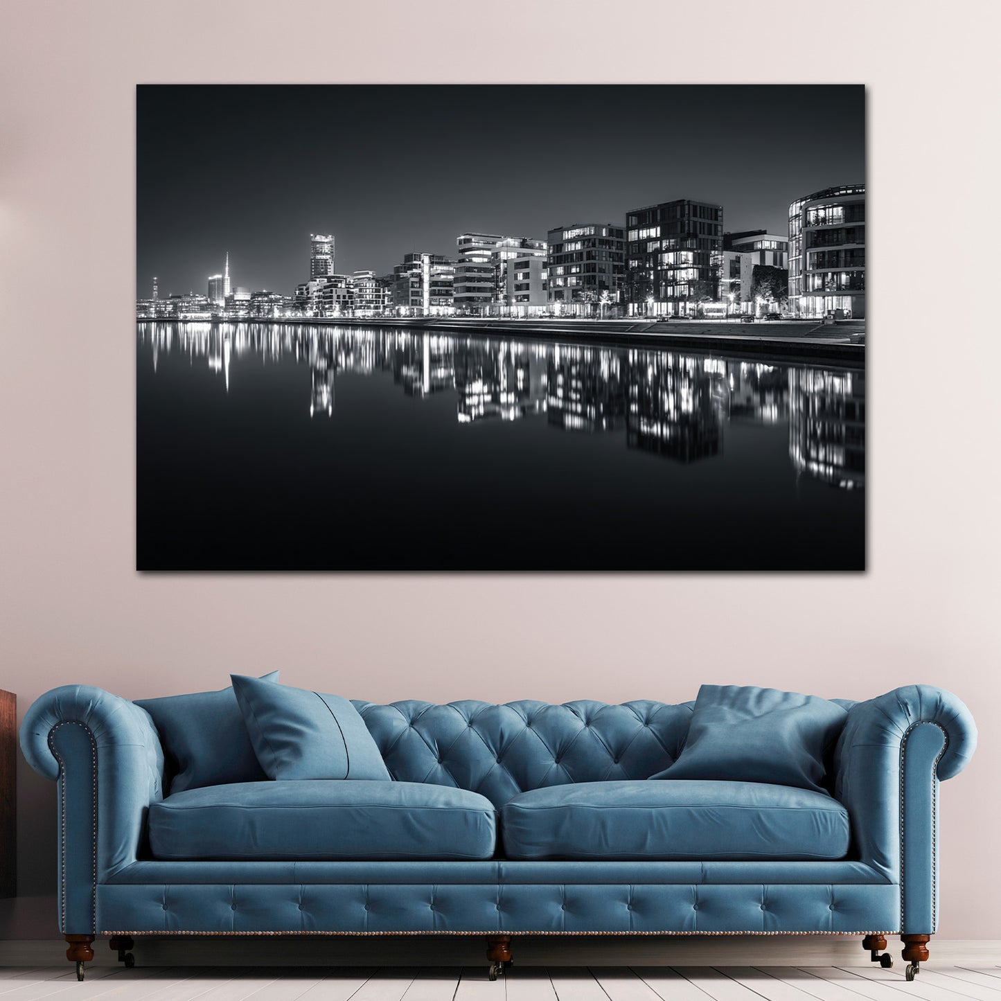 Architektur Bremen Wasserspiegelung schwarz weiß Wandbild