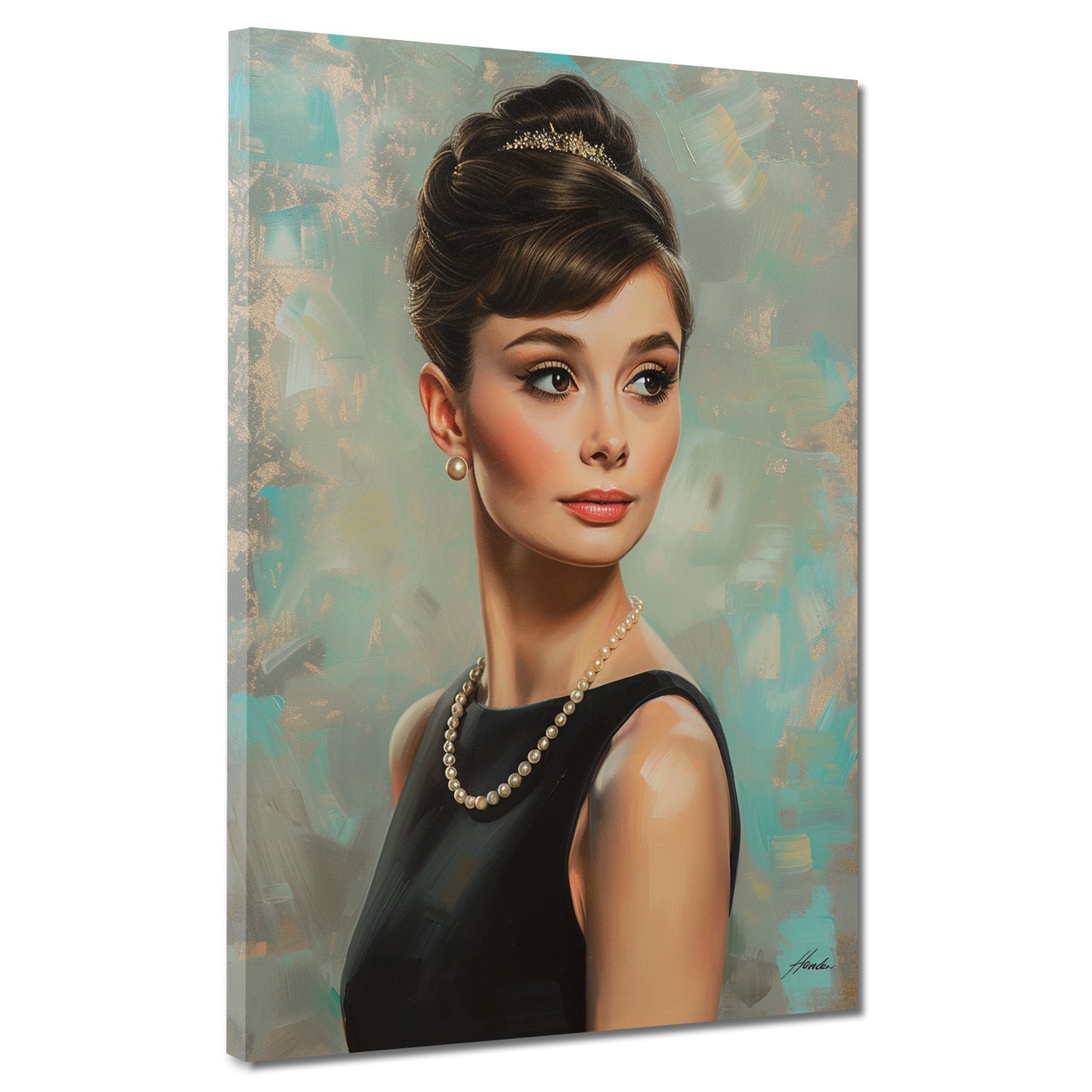 Audrey mit Hochsteckfrisur klassischer Blick Wandbild