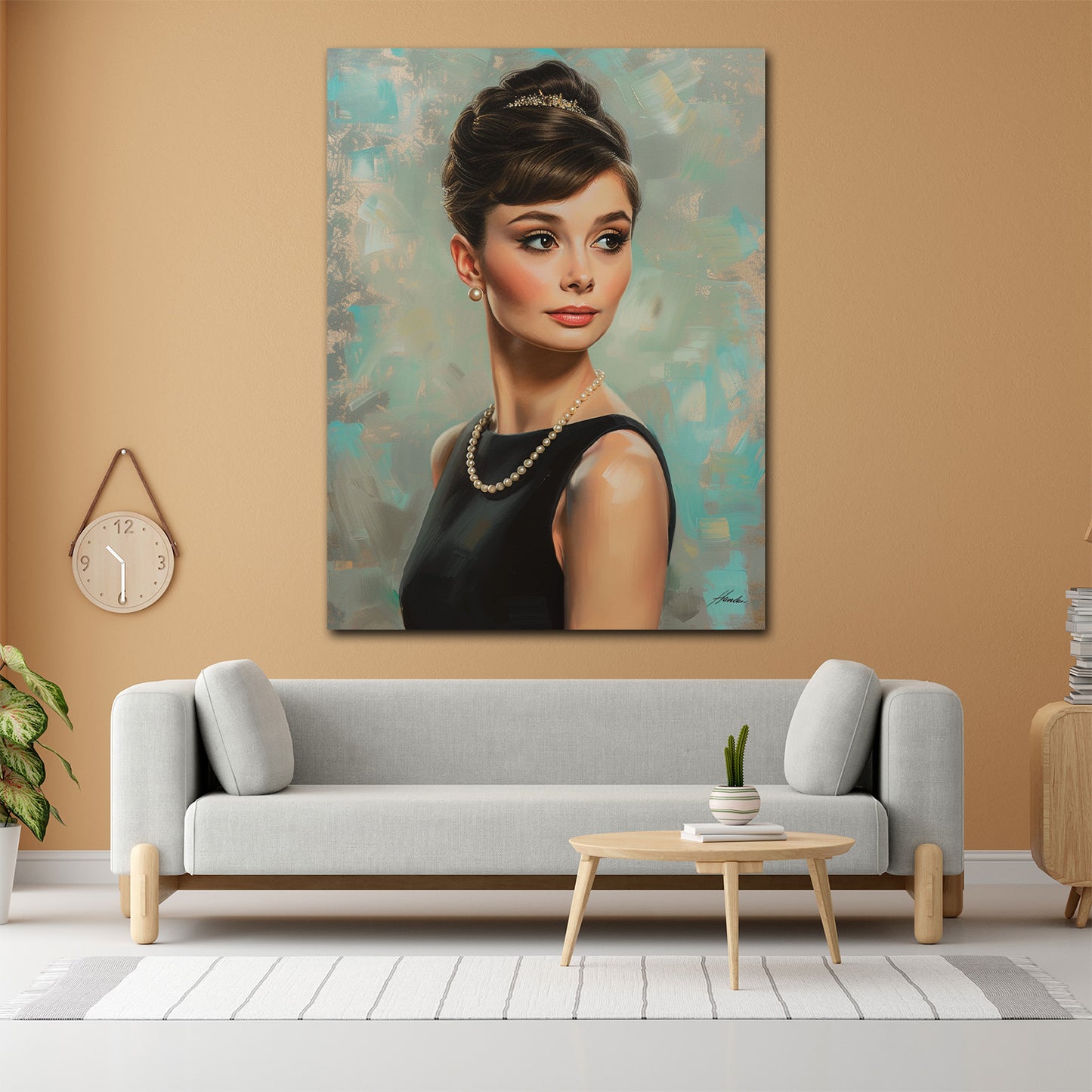 Audrey mit Hochsteckfrisur klassischer Blick Wandbild
