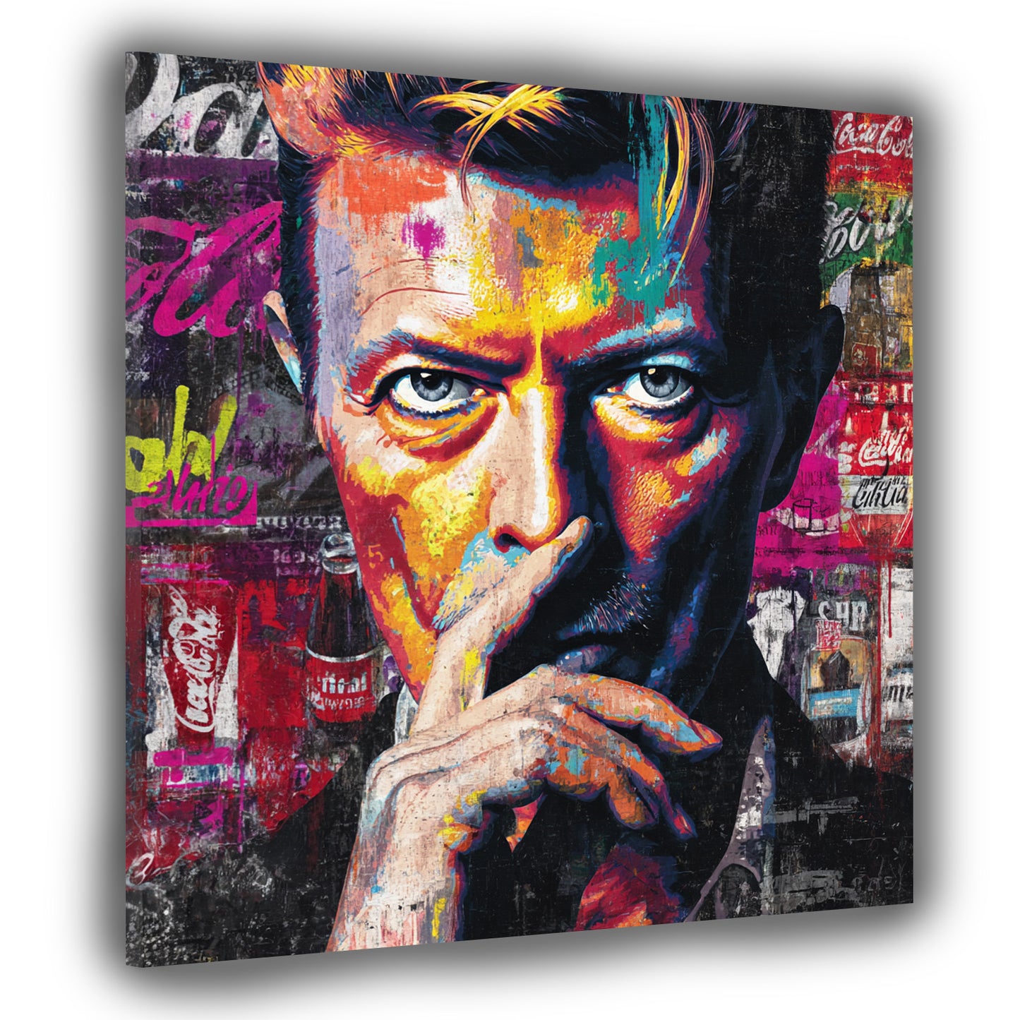 Pop Art Bowie Porträt Musikikone Wandbild