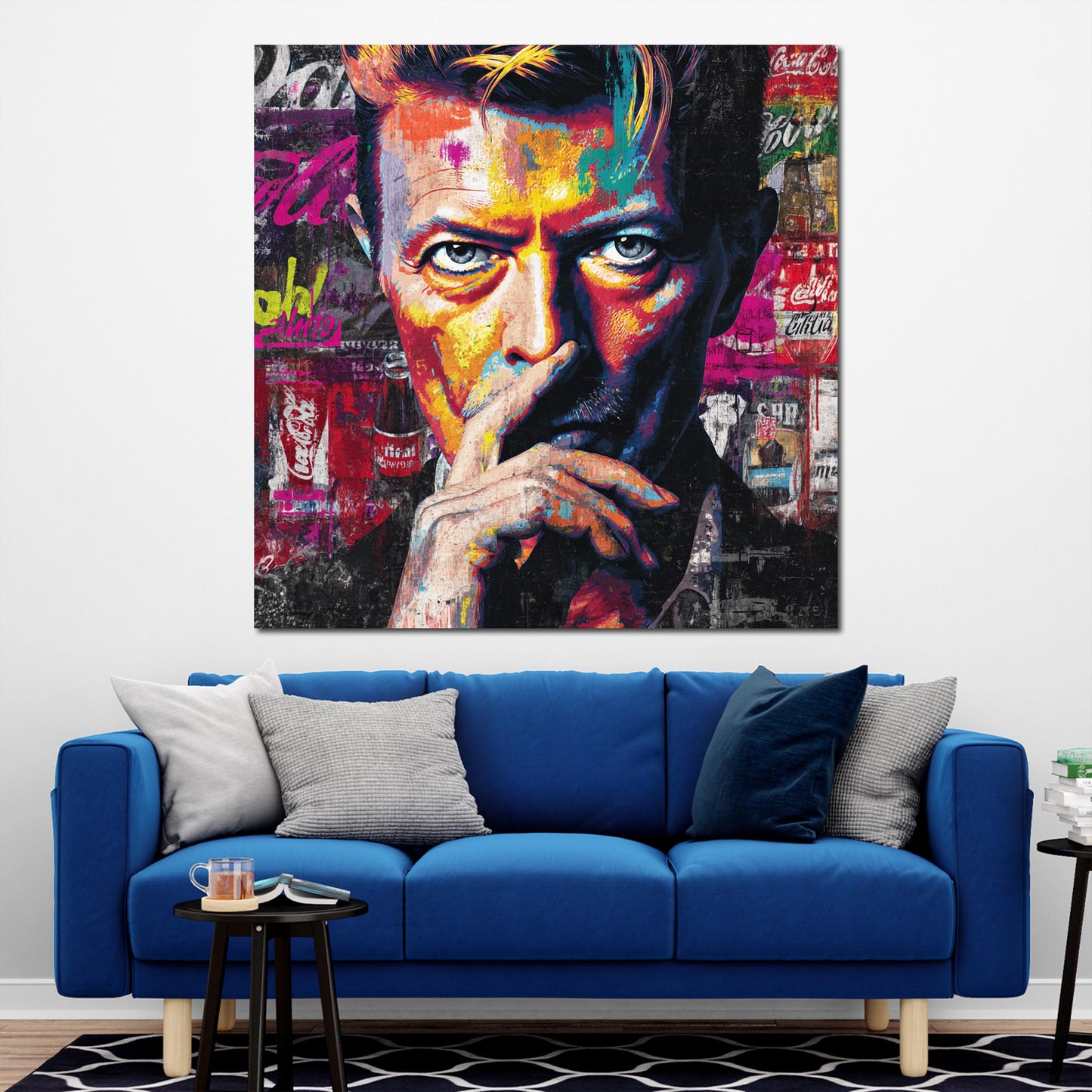 Pop Art Bowie Porträt Musikikone Wandbild