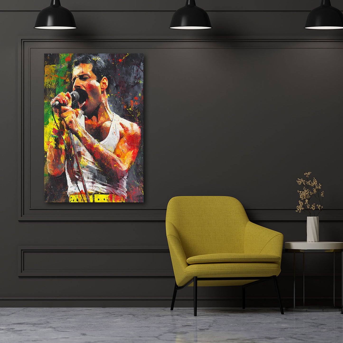 Ausdrucksstarke Pop Art Mercury Performance Wandbild