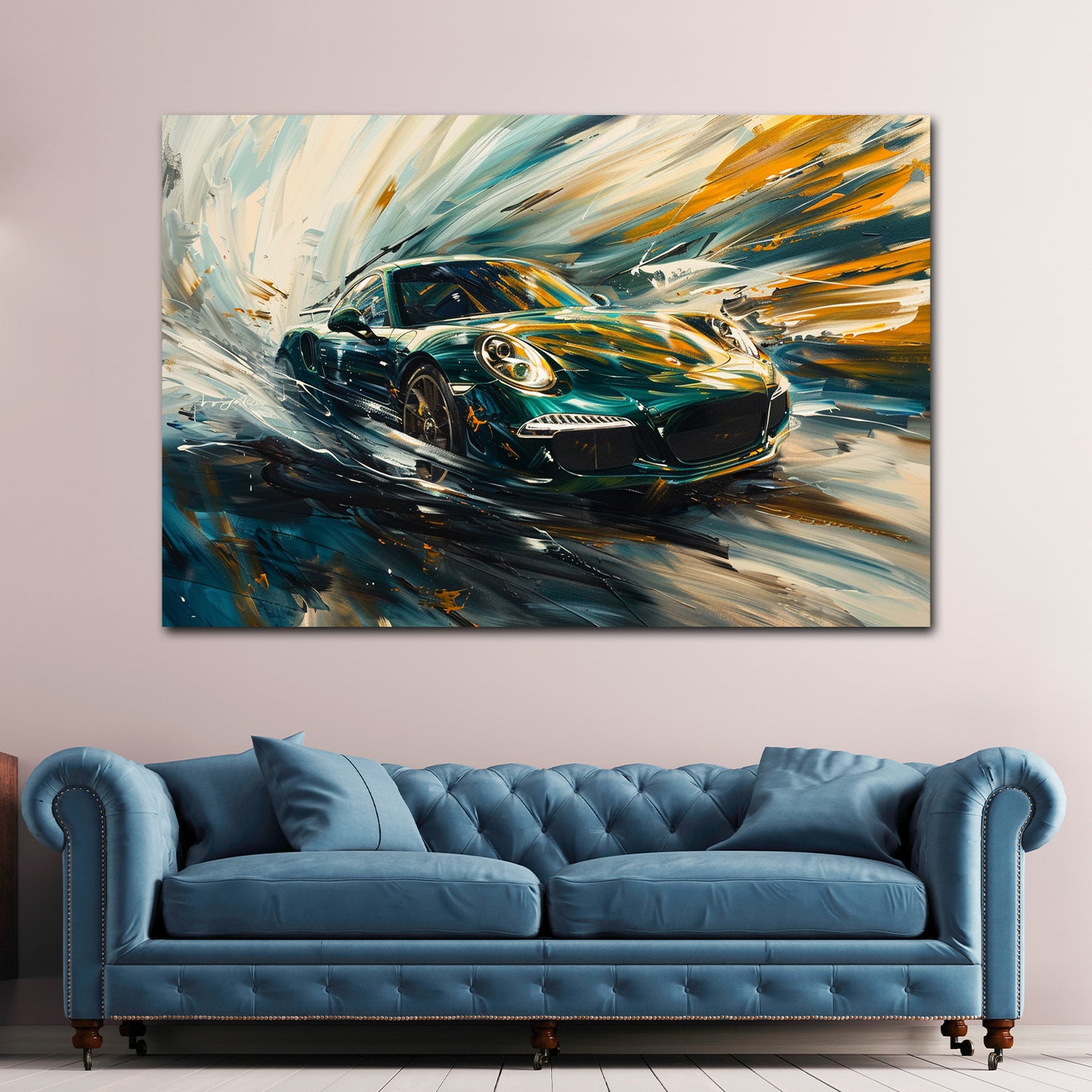 Autogemälde mit Bewegung Power und Farbe Wandbild