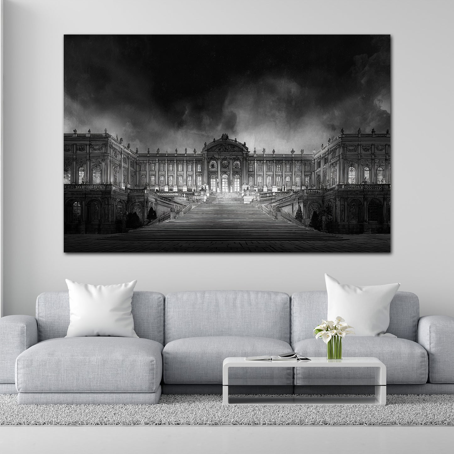 Barocktreppe Sanssouci Potsdam Nachtansicht Wandbild