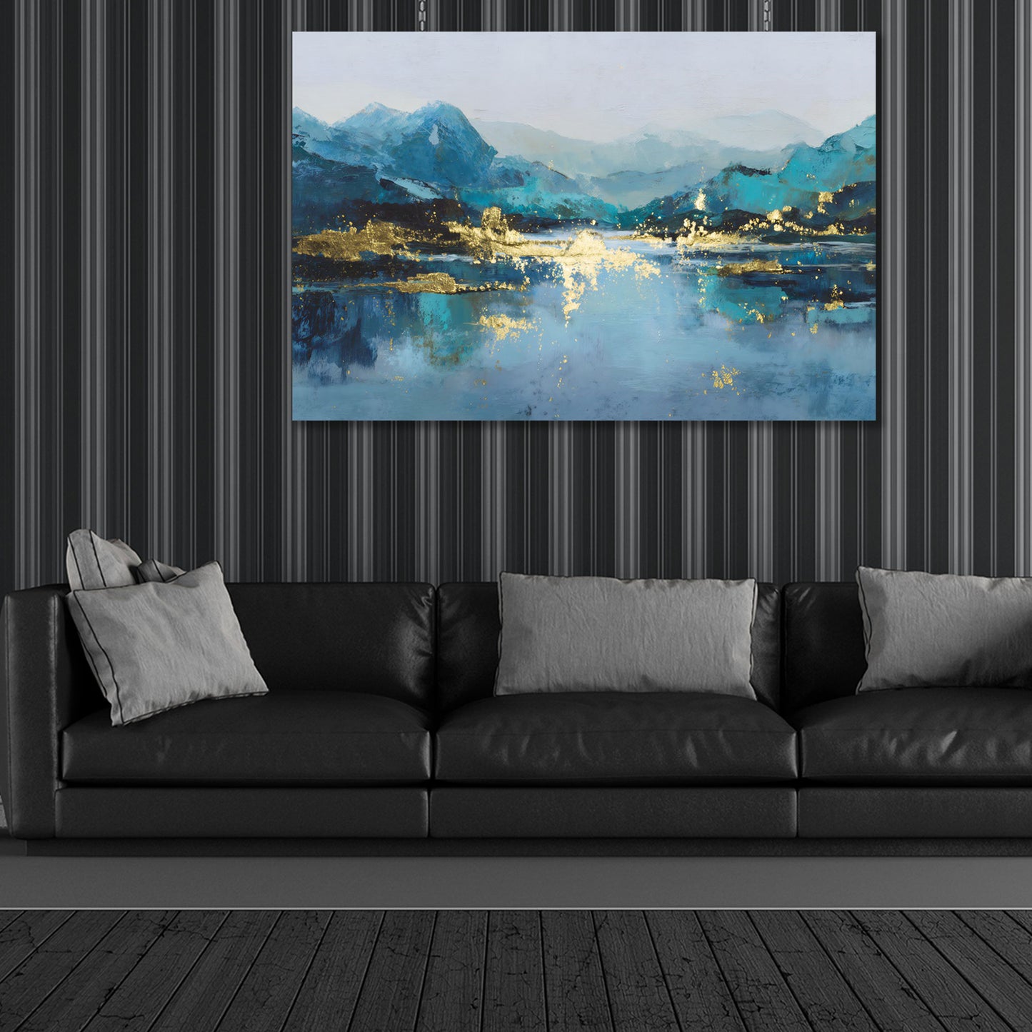 Bergsee Spiegelung Tannenwald abstrakte Landschaft Wandbild