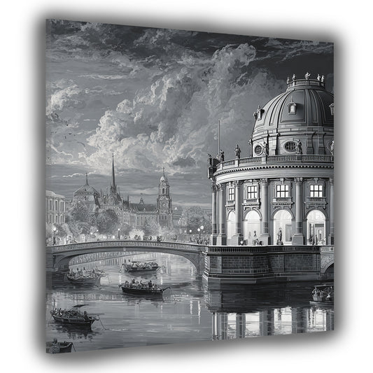 Berlin historische Museumsinsel mit Booten romantisch Wandbild