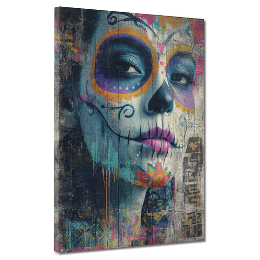 Calavera Make-up Mexiko Farben Gesicht Wandbild