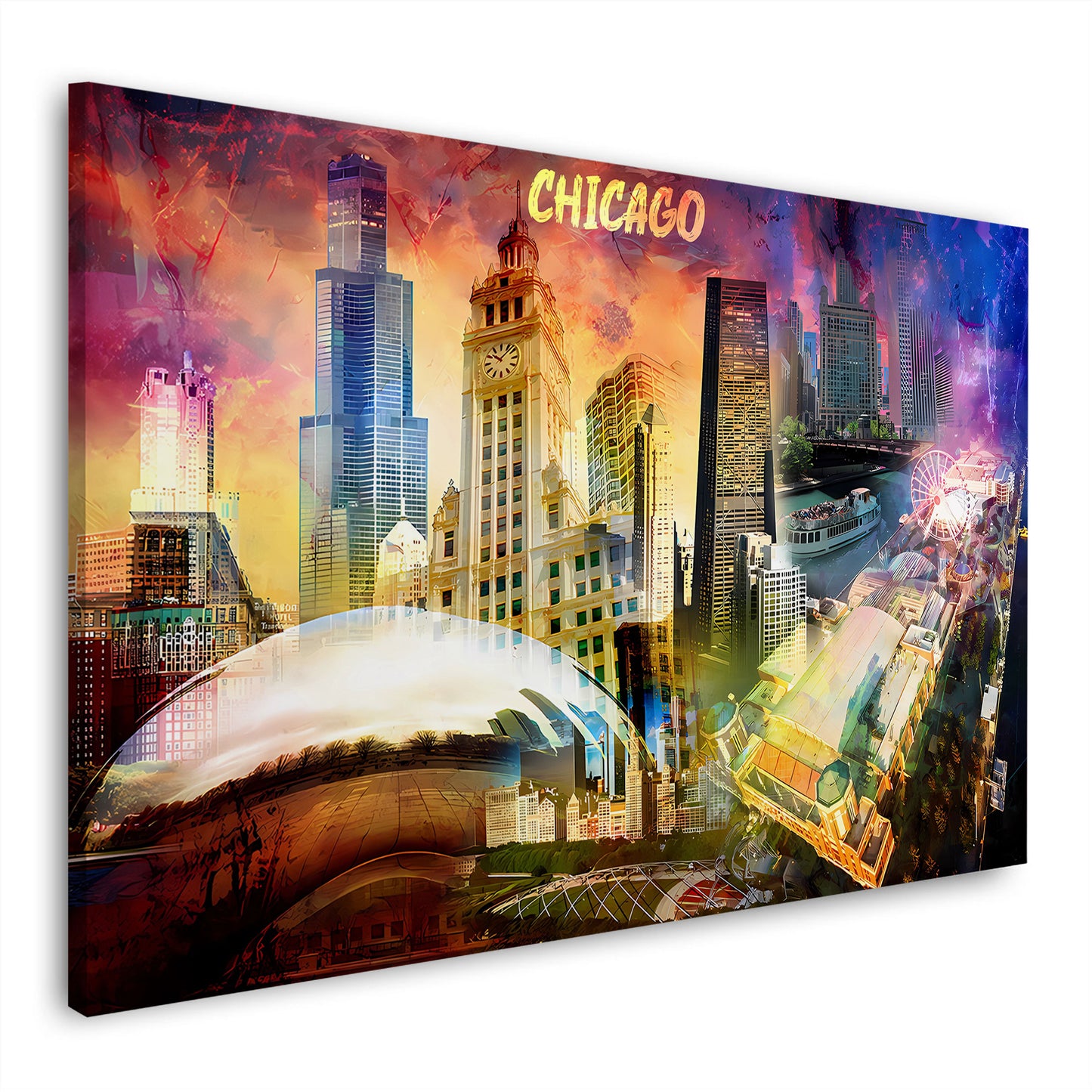 Chicago USA Pop Art Skyline Architektur Wandbild
