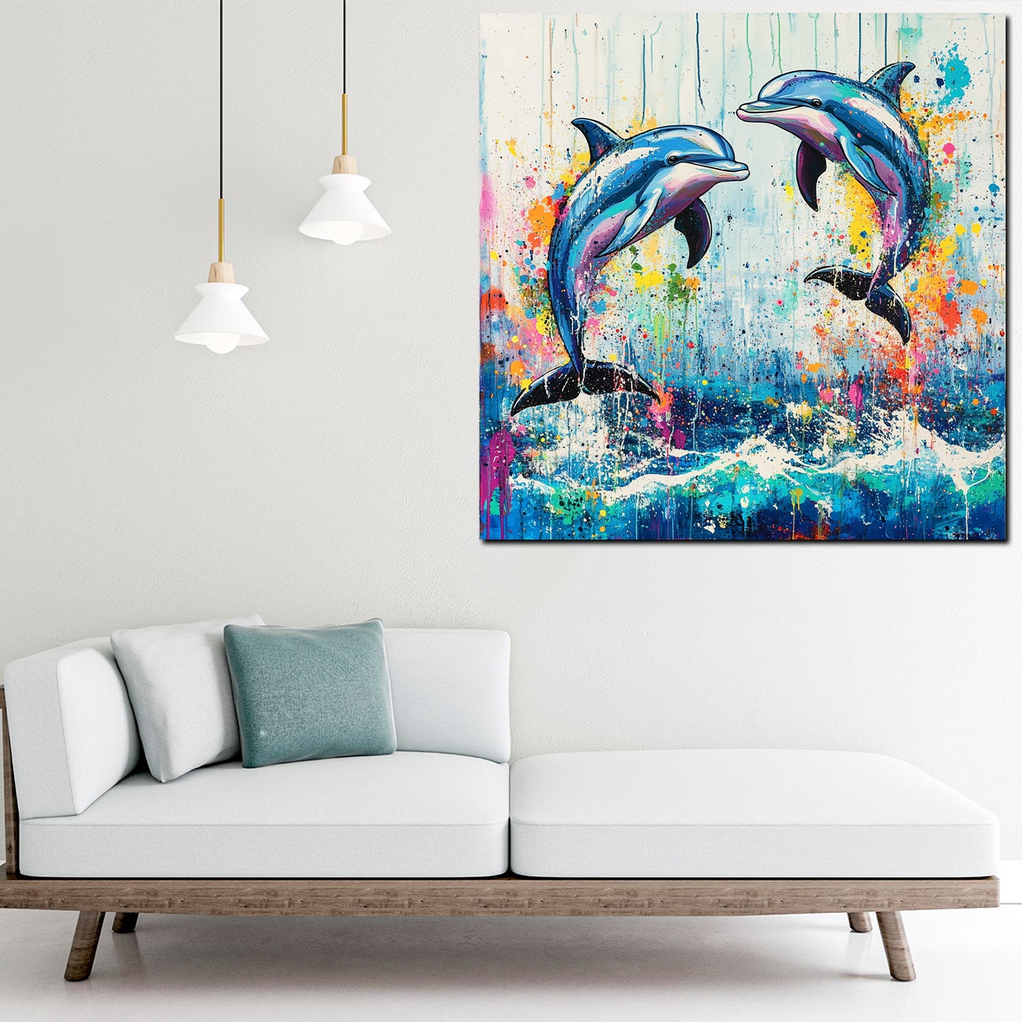 Delfine Pop Art Ozean Wandbild