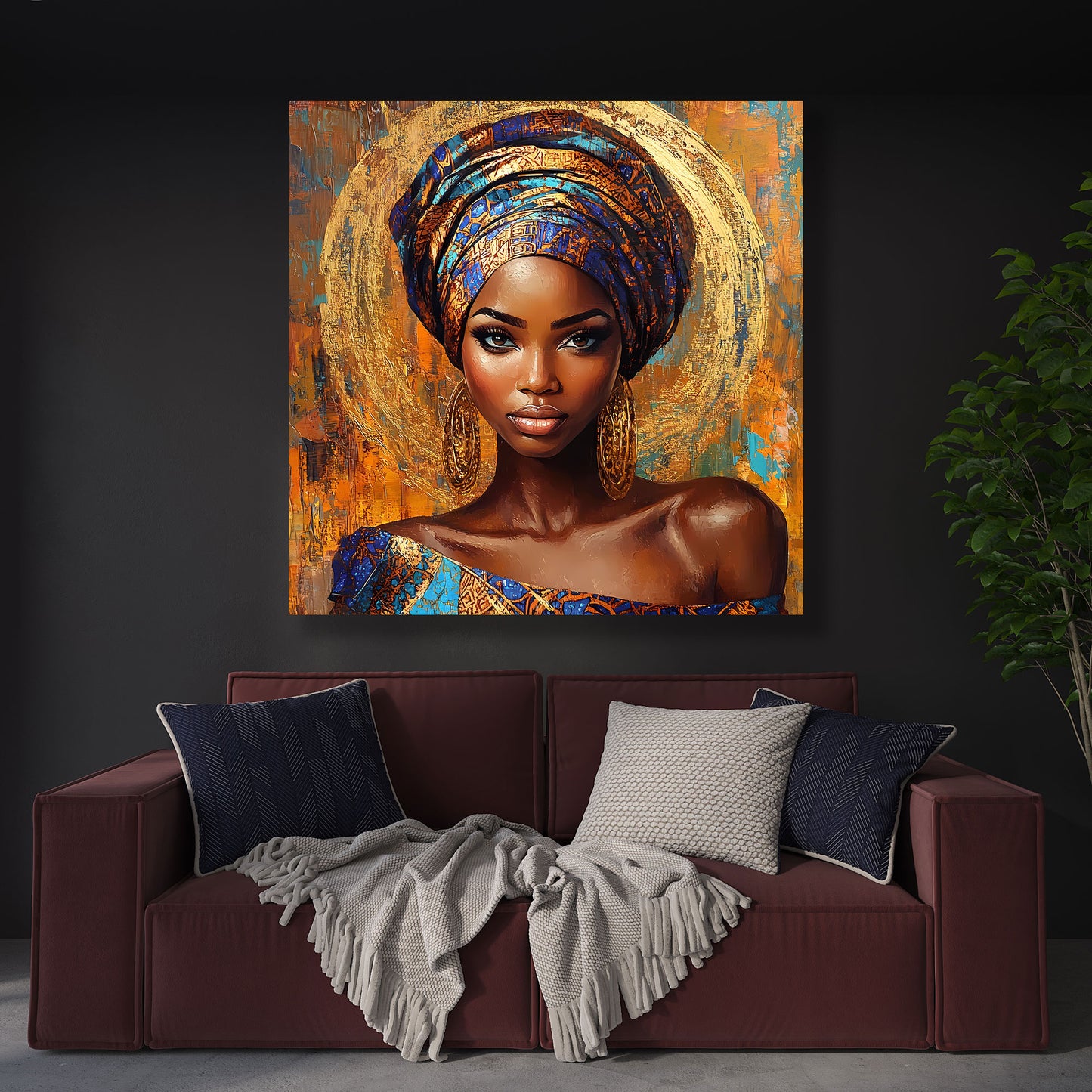 Edle Afrikanische Frau in traditionellen Farben Wandbild