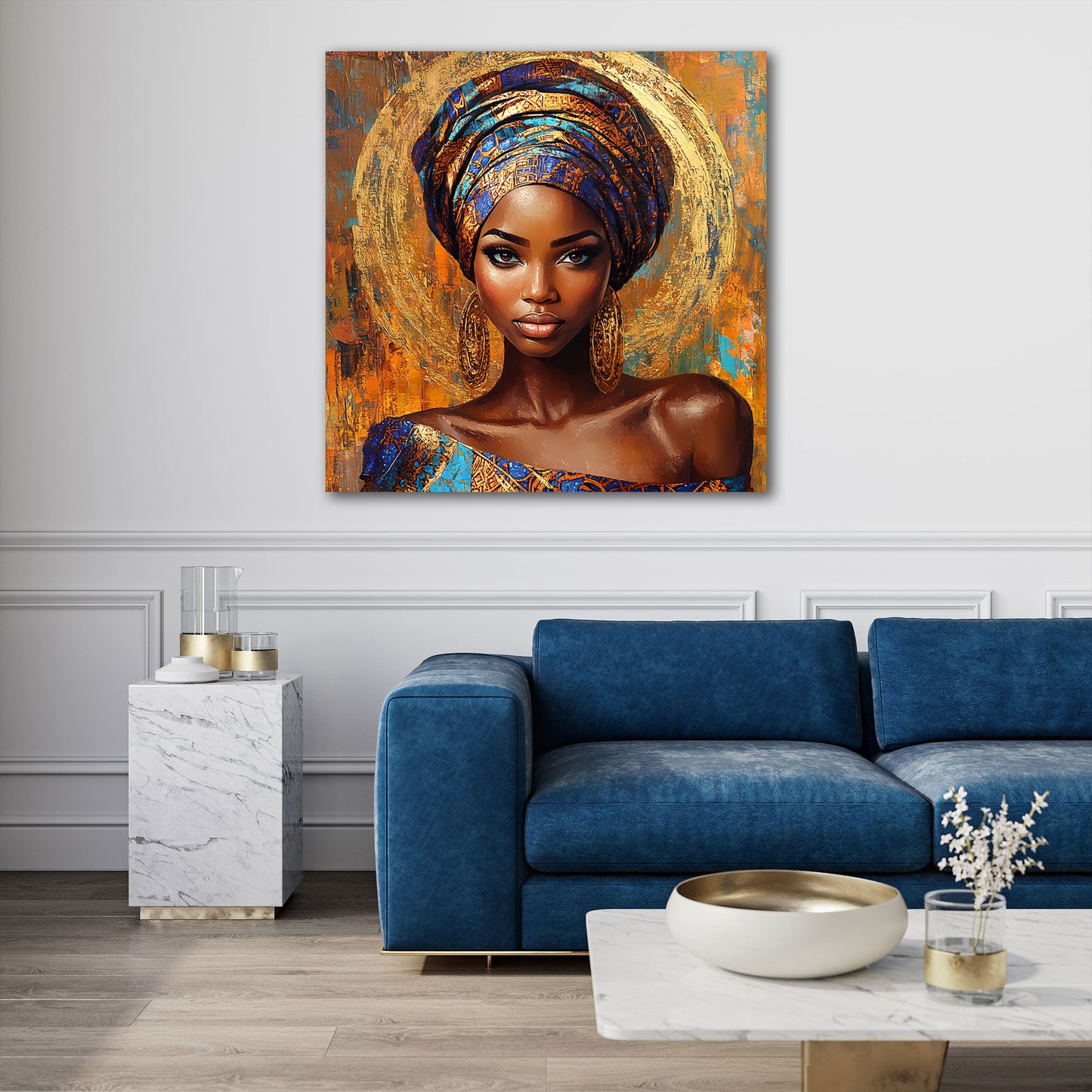 Edle Afrikanische Frau in traditionellen Farben Wandbild