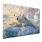 Eisbär mit Jungtieren Eis Natur Wandbild