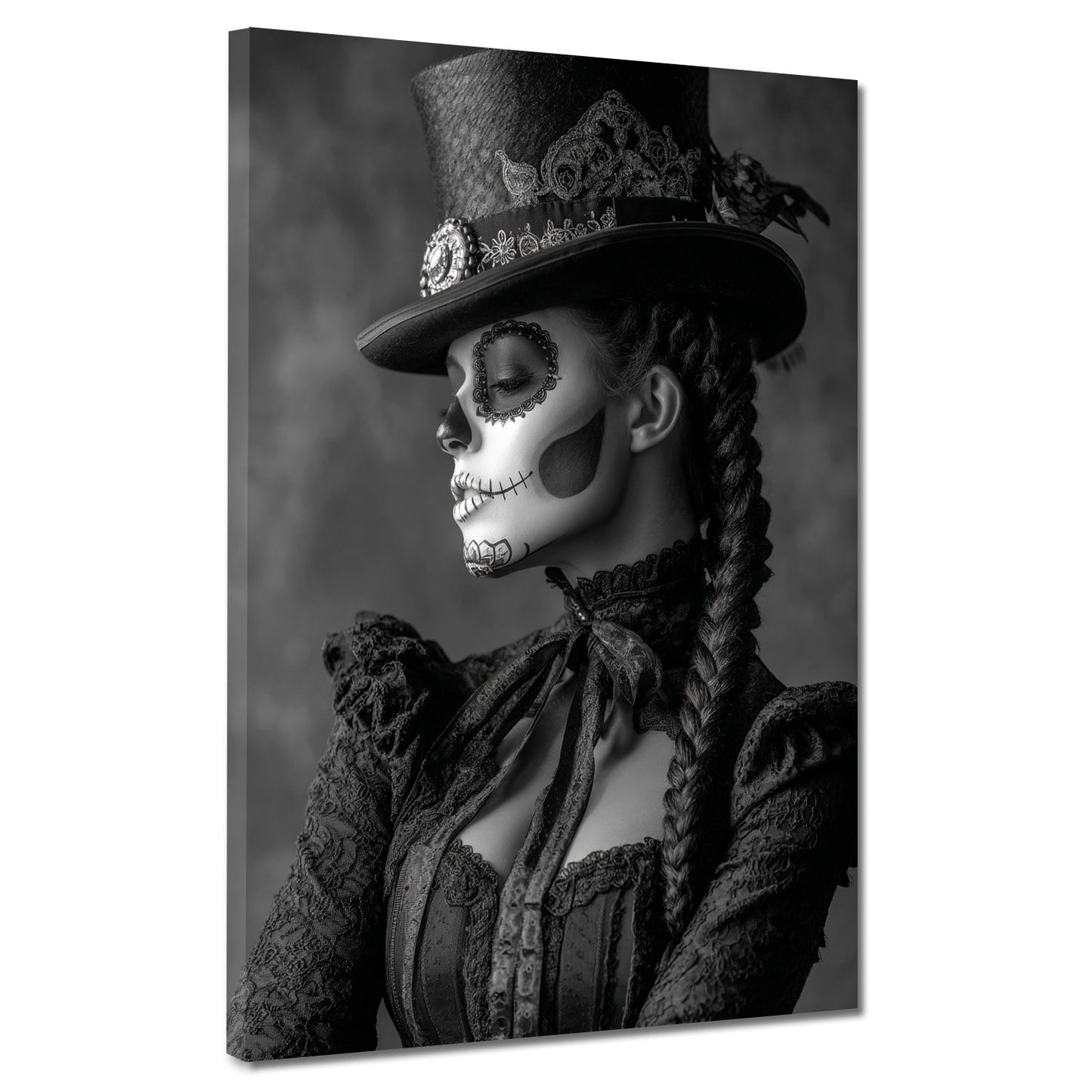 Elegante La Catrina Frau mit Totenschminke Wandbild