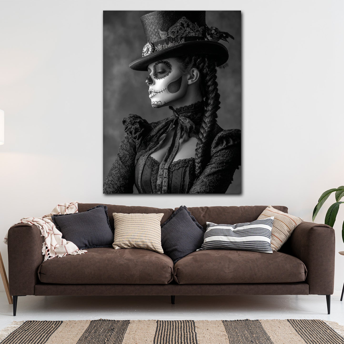 Elegante La Catrina Frau mit Totenschminke Wandbild