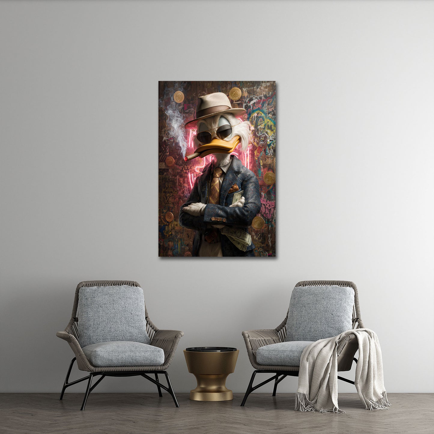 Ente Investor in Kryptowährung Reichtum Motivation Wandbild