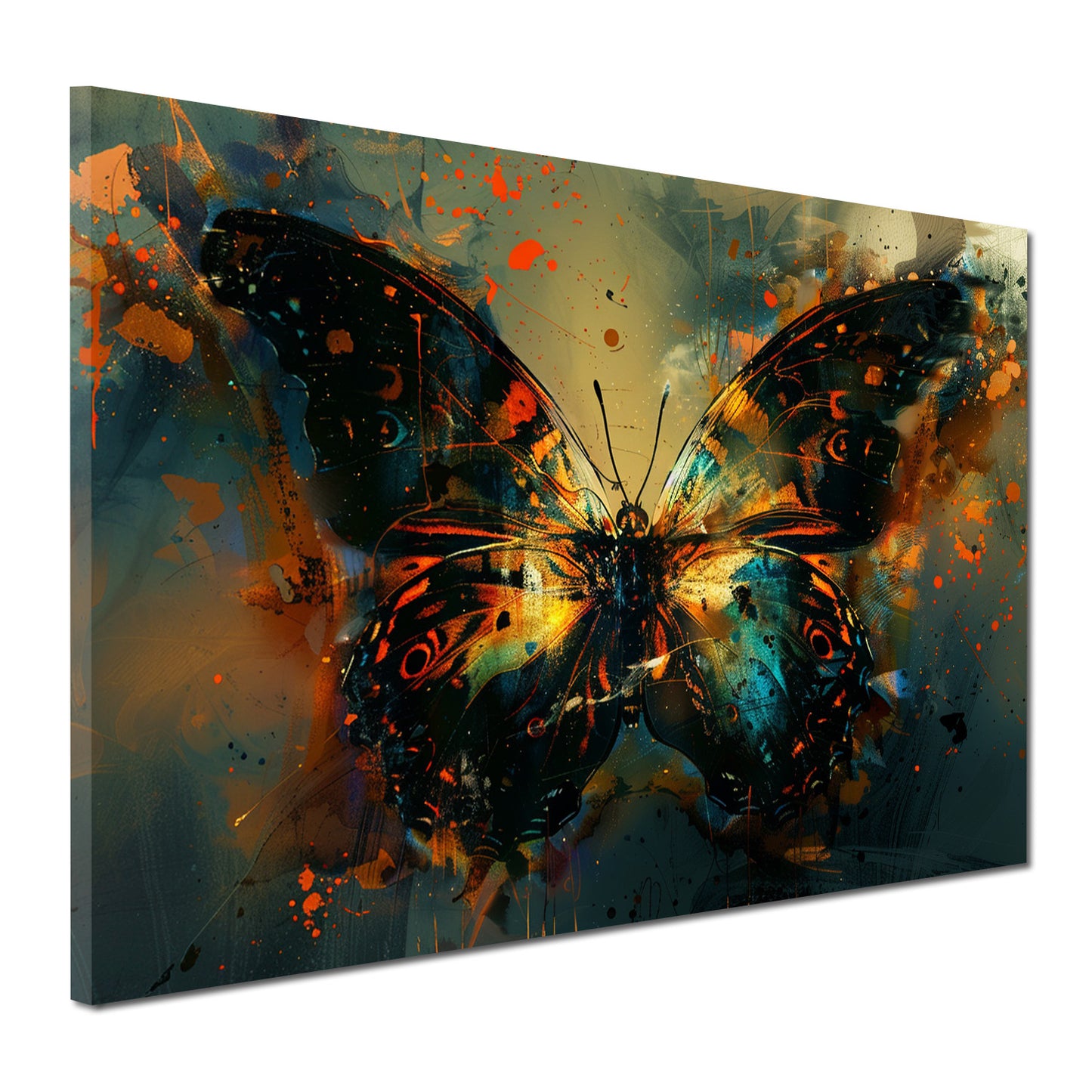 Fantasie Schmetterling mit Farbexplosion Wandbild