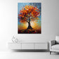 Farbenfroher Herbstbaum in abstrakter Malerei Wandbild