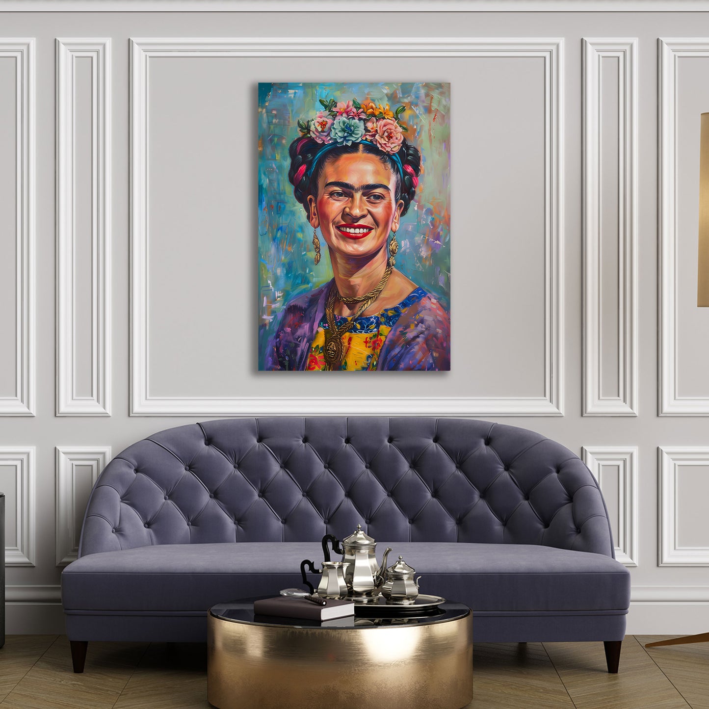 Farbenfrohes Frida Kunstwerk Pop Art Wandbild