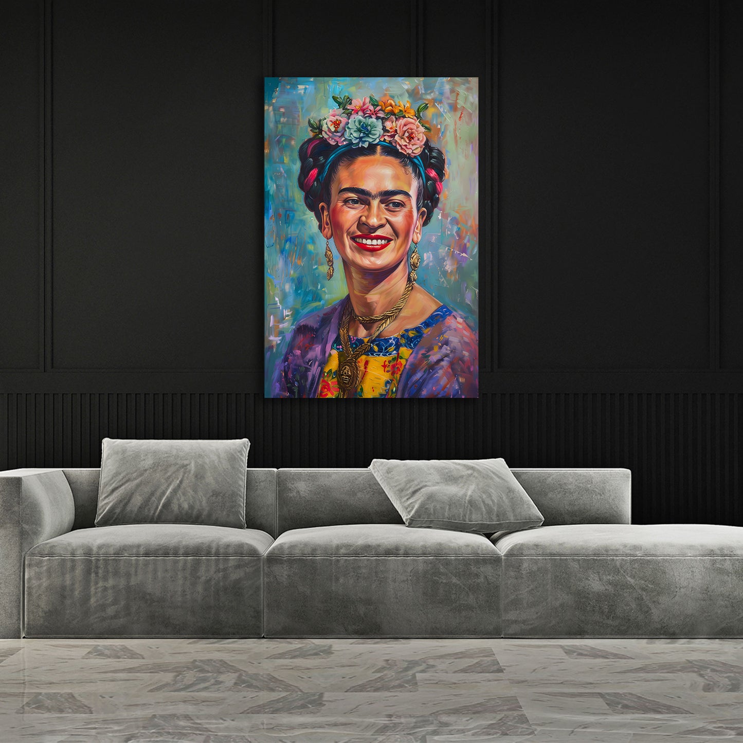 Farbenfrohes Frida Kunstwerk Pop Art Wandbild