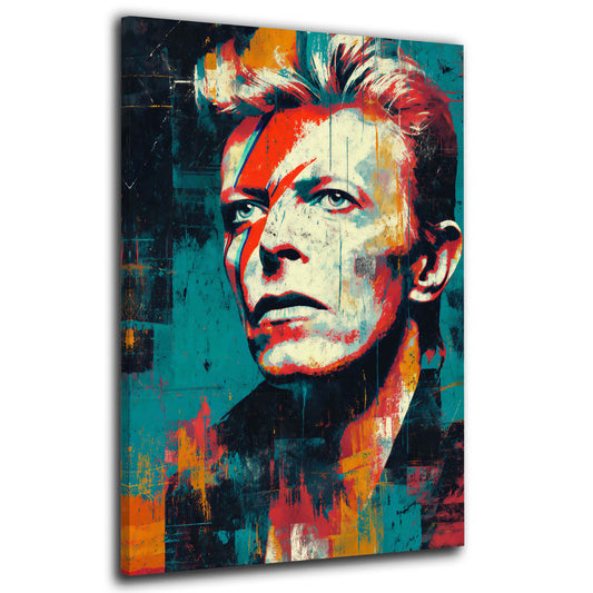 Farbenstarke Bowie Darstellung Retro Stil Wandbild