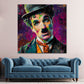 Farbenstarke Filmikone Chaplin Pop Art Wandbild