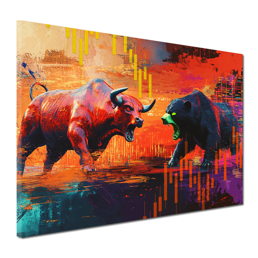 Finanzmarkt Kampf Tiere Investment Digital Art Wandbild