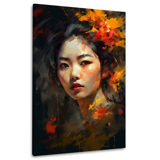 Frauengesicht mit emotionaler Tiefe abstrakt Wandbild