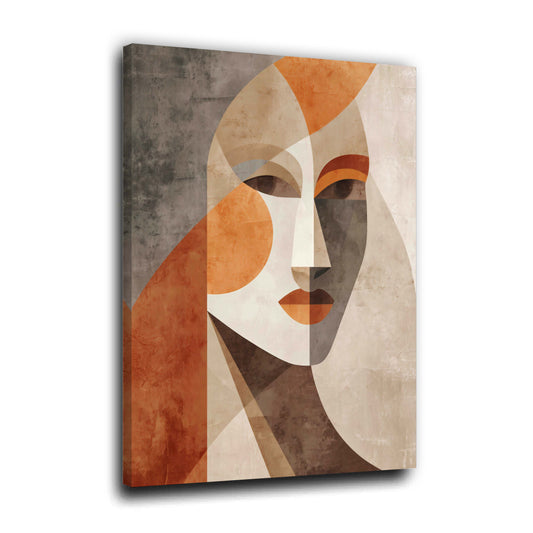 Frauenporträt Formen warme Farben Retro Stil Wandbild