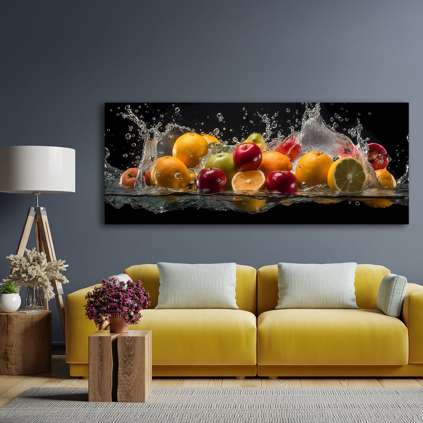 Frisches Obst Zitronen Orangen Beeren Kunst Wandbild