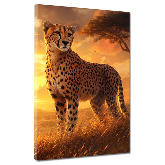 Gepard im Sonnenuntergang Afrika Wandbild