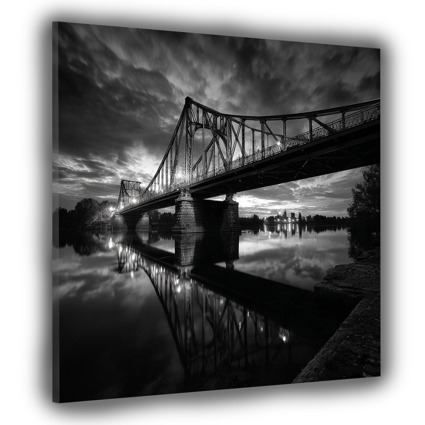 Historische Glienicker Brücke Potsdam schwarz weiß Wandbild