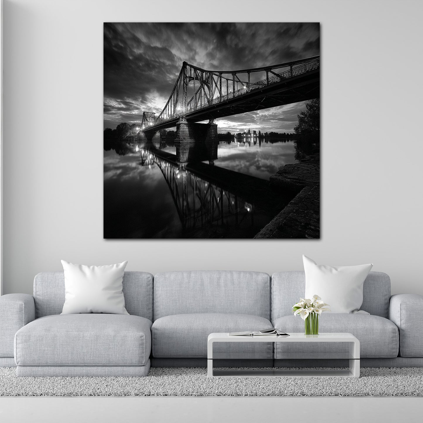 Historische Glienicker Brücke Potsdam schwarz weiß Wandbild