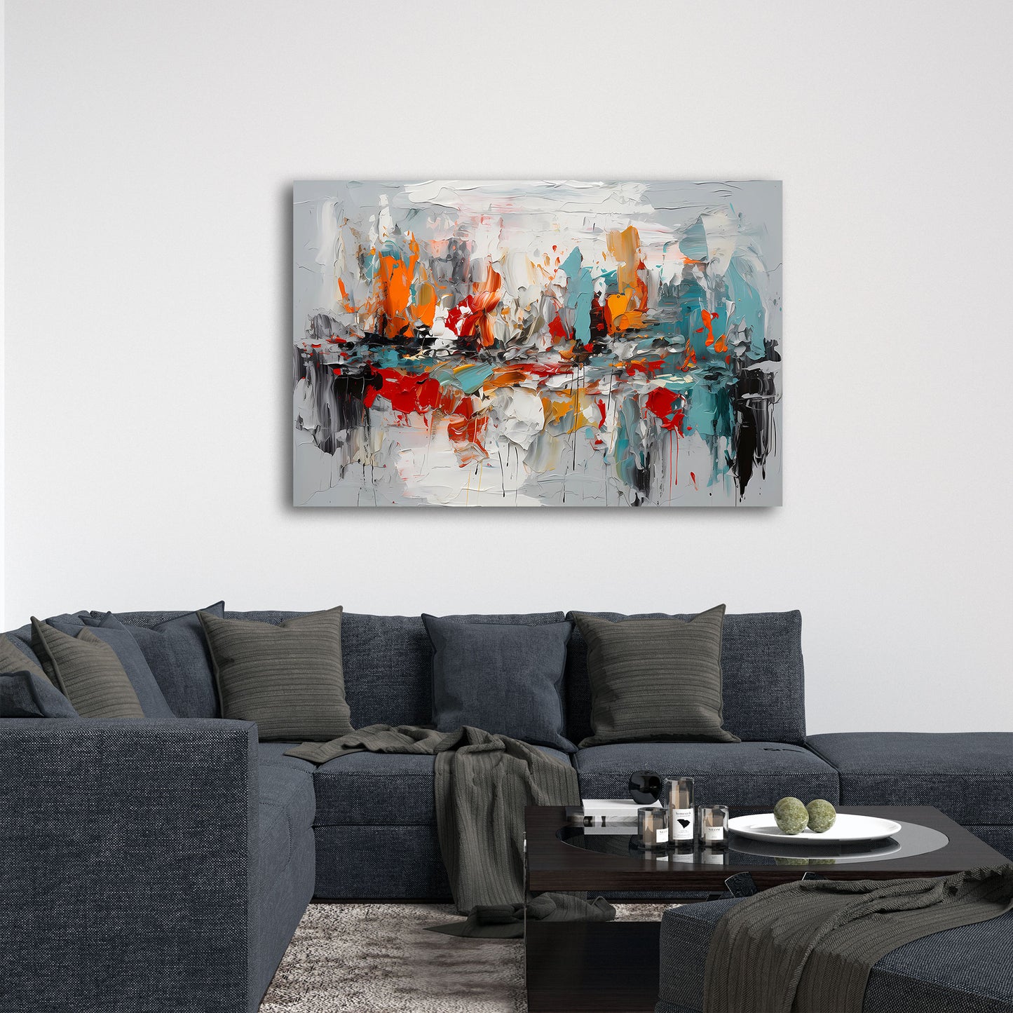 Komposition mit ausdrucksstarker Farbdynamik Wandbild