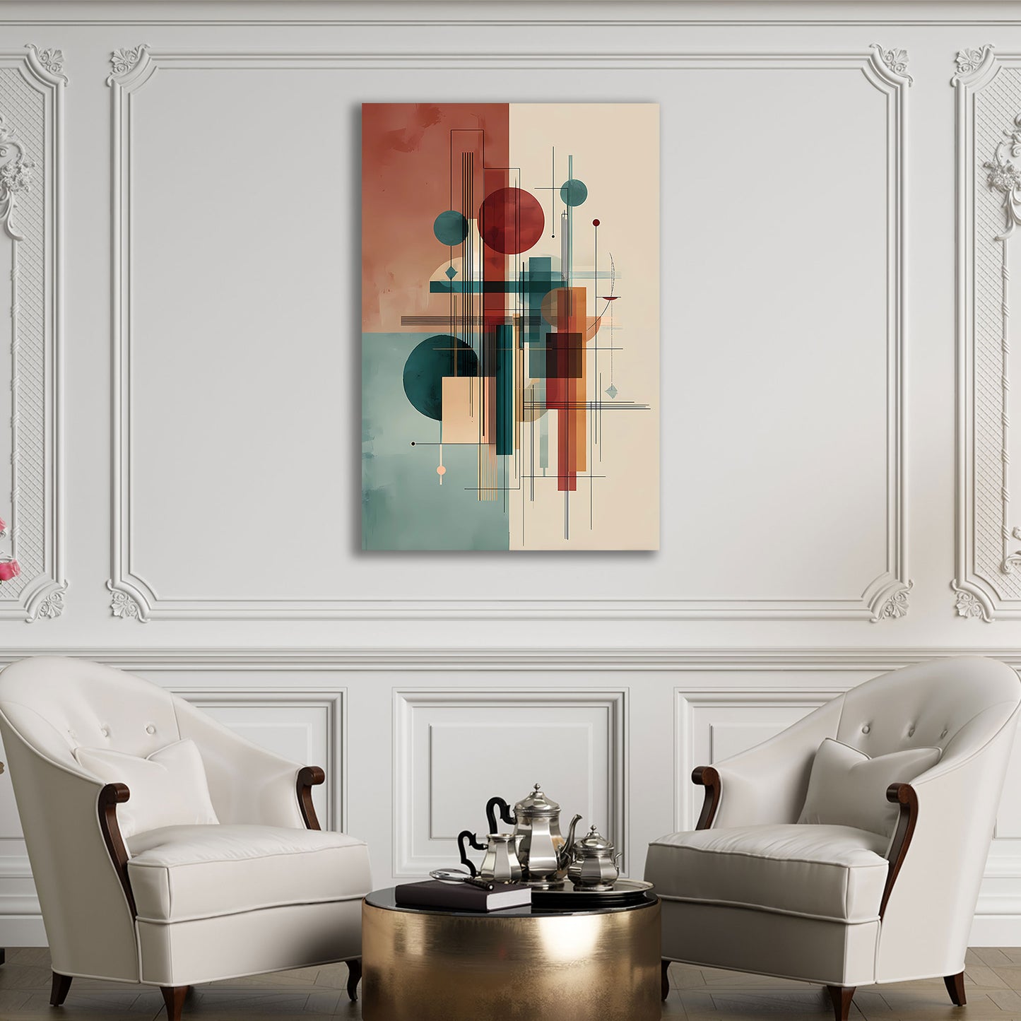 Kreise Rechtecke Farbflächen Zeitgenössische Kunst Wandbild