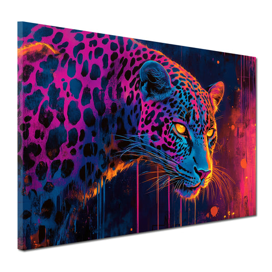 Leopard Porträt leuchtende Farben Wandbild